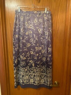 Blue Floral Wrap Midi Skirt - Elegant Print